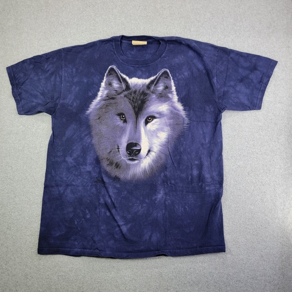 The Mountain Other - Vintage The Mountain Mens Wolf Tie Dye T Shirt Leather Tag Size XL